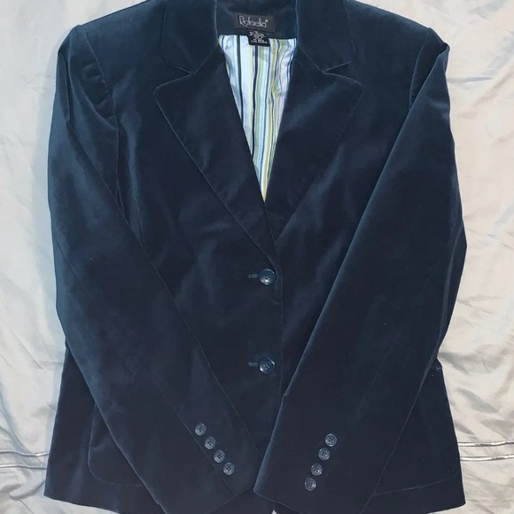 Dark Turquoise Blue Blazer Velour Size 10 - Picture 10 of 12